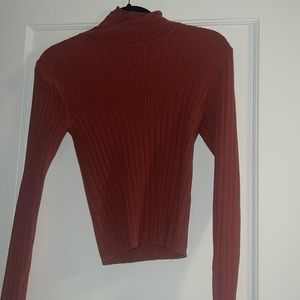 burnt orange cropped turtleneck